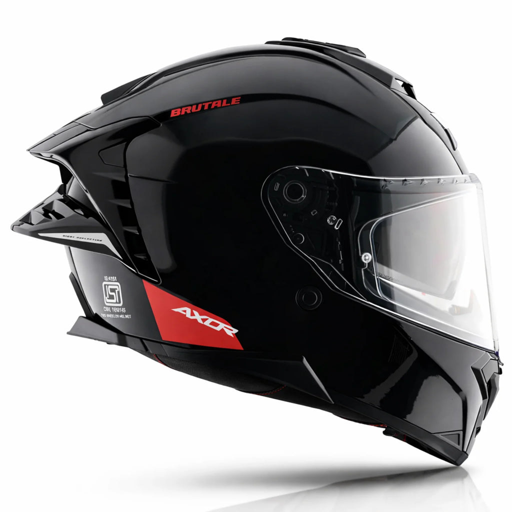 AXOR BRUTALE SOLID BLACK DUAL SPOILER HELMET