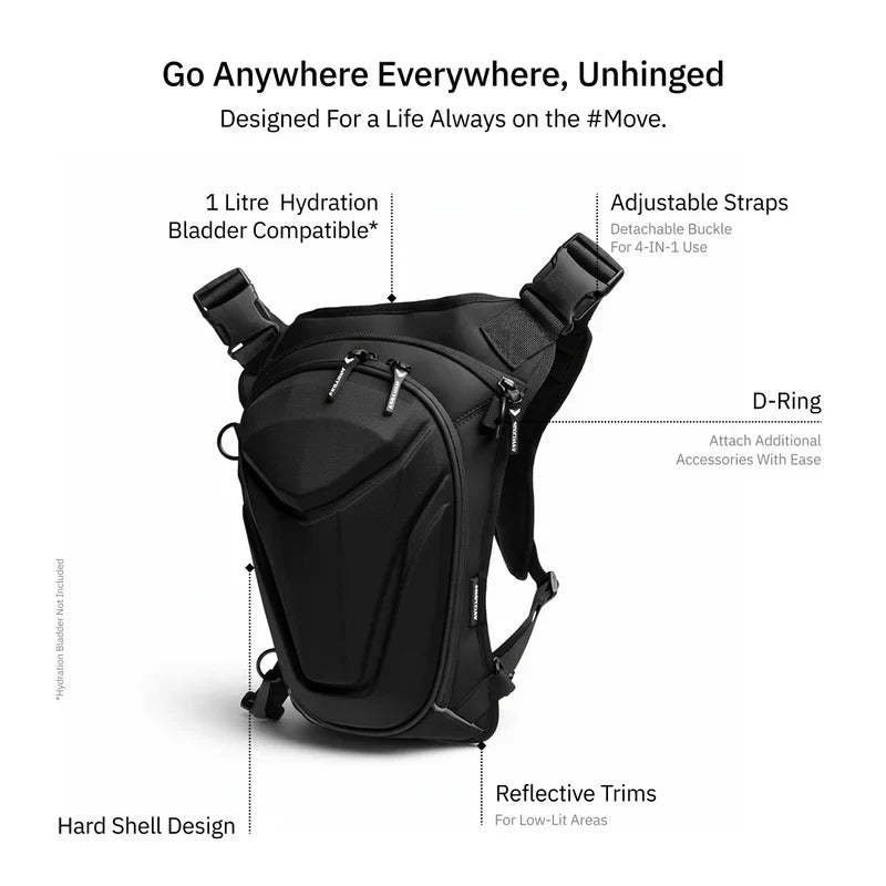 Vantora ARC 4IN1 - Thigh Bag & Travel Bag Black