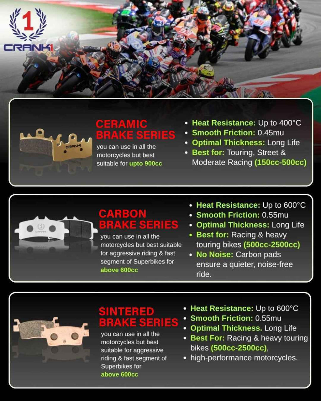 CRANK1 Carbon Brake Pads  - CFB606 - Crank1