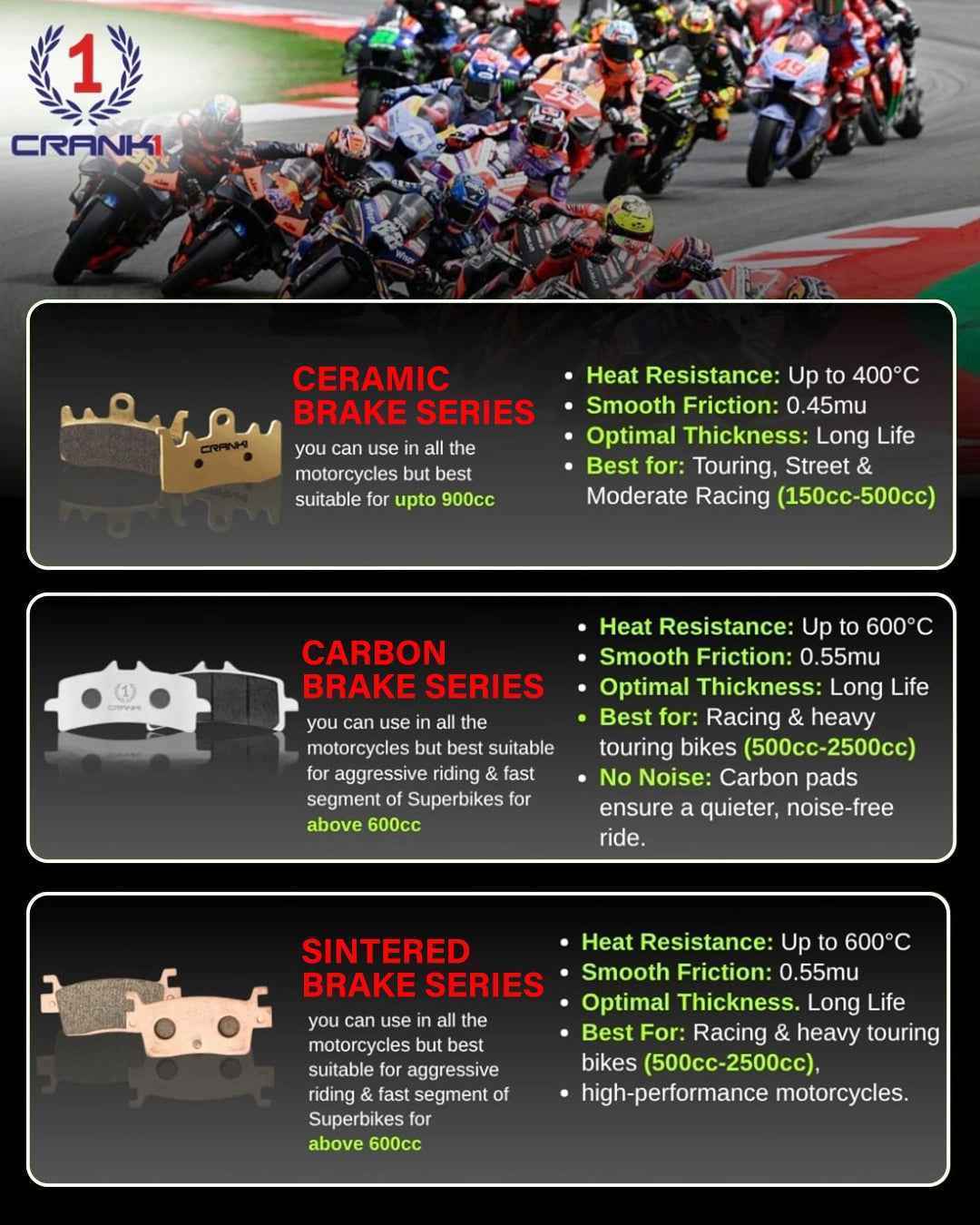 CRANK1 Carbon Brake Pads  - CFB606 - Crank1