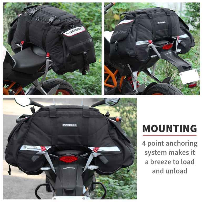 ViaTerra Claw 72 L 100% Waterproof motorcycle tailbag (Universal) - Black - Viaterra